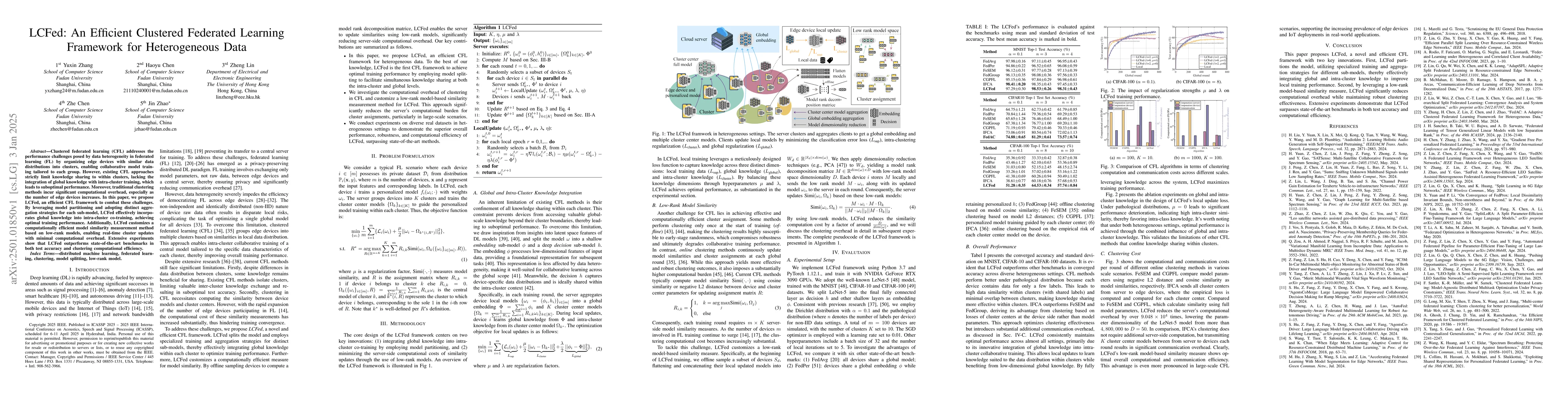 Thumbnail for LCFed: An Efficient Clustered Federated Learning Framework for
  Heterogeneous Data