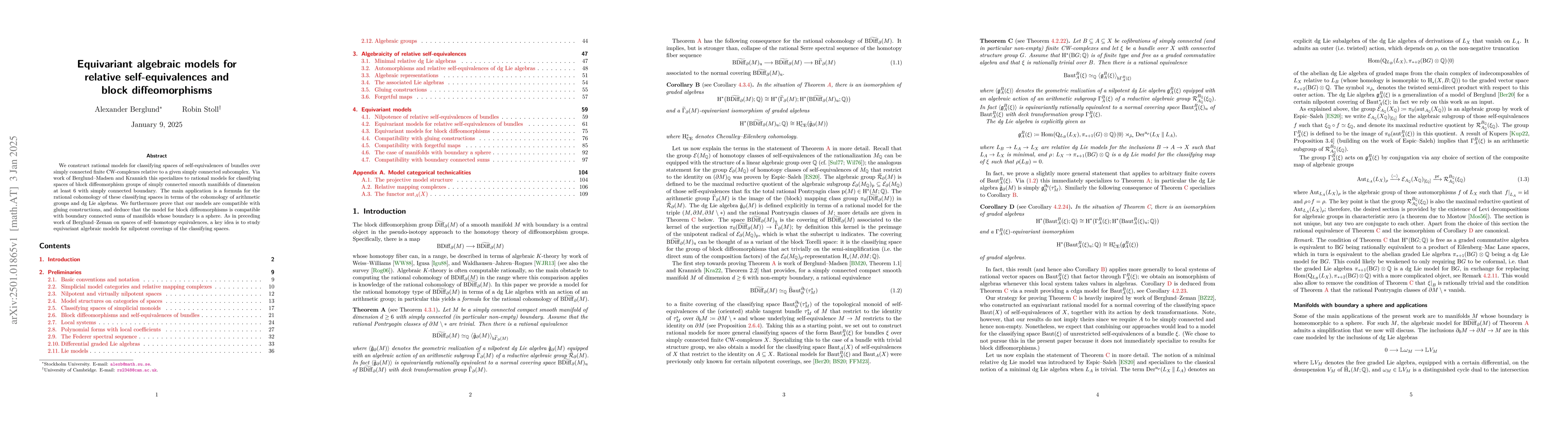 Thumbnail for Equivariant algebraic models for relative self-equivalences and block
  diffeomorphisms