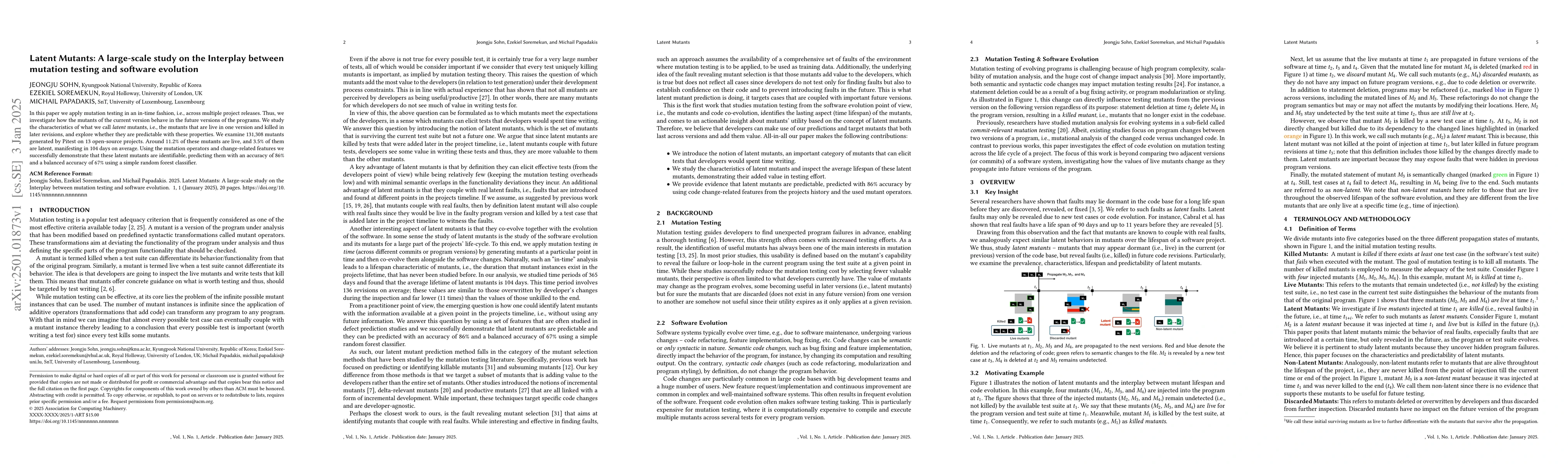 Thumbnail for Latent Mutants: A large-scale study on the Interplay between mutation
  testing and software evolution