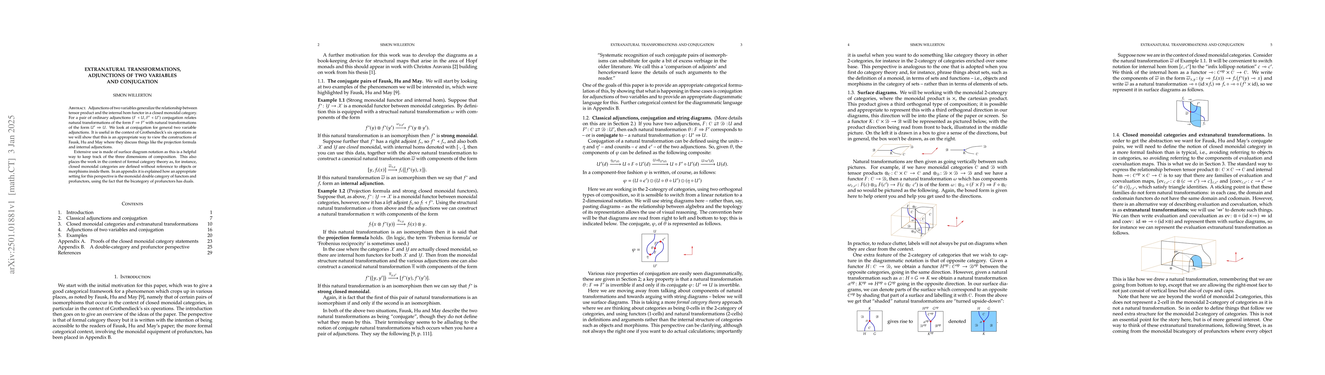 Thumbnail for Extranatural transformations, adjunctions of two variables and
  conjugation