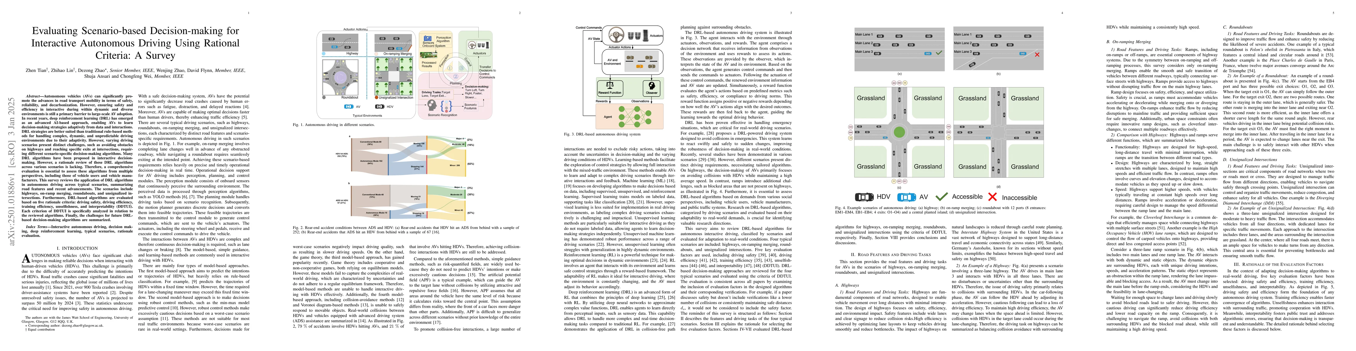 Thumbnail for Evaluating Scenario-based Decision-making for Interactive Autonomous
  Driving Using Rational Criteria: A Survey