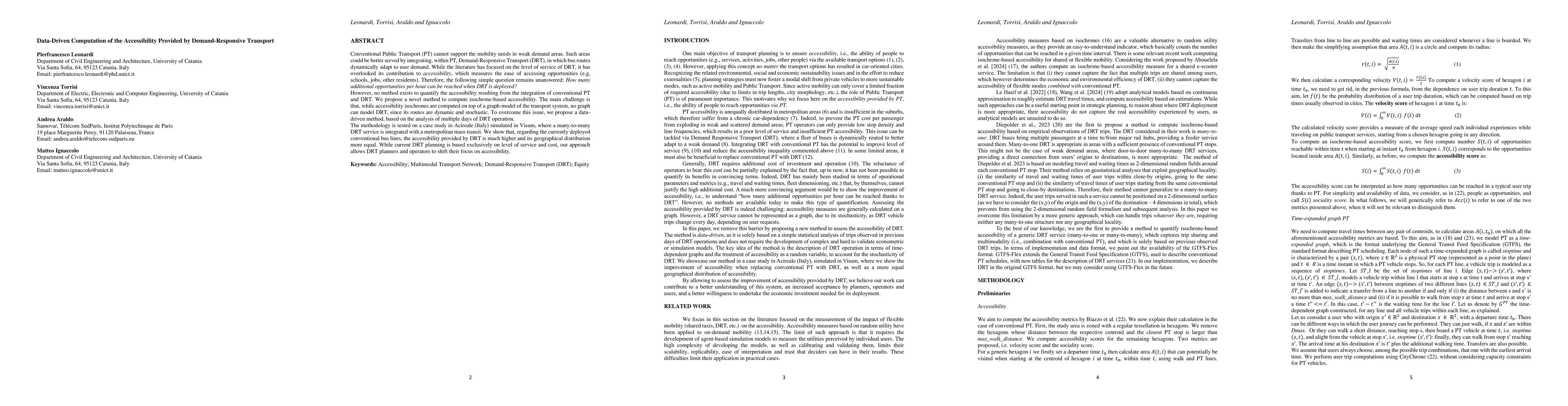 Thumbnail for Data-Driven Computation of the Accessibility Provided by
  Demand-Responsive Transport