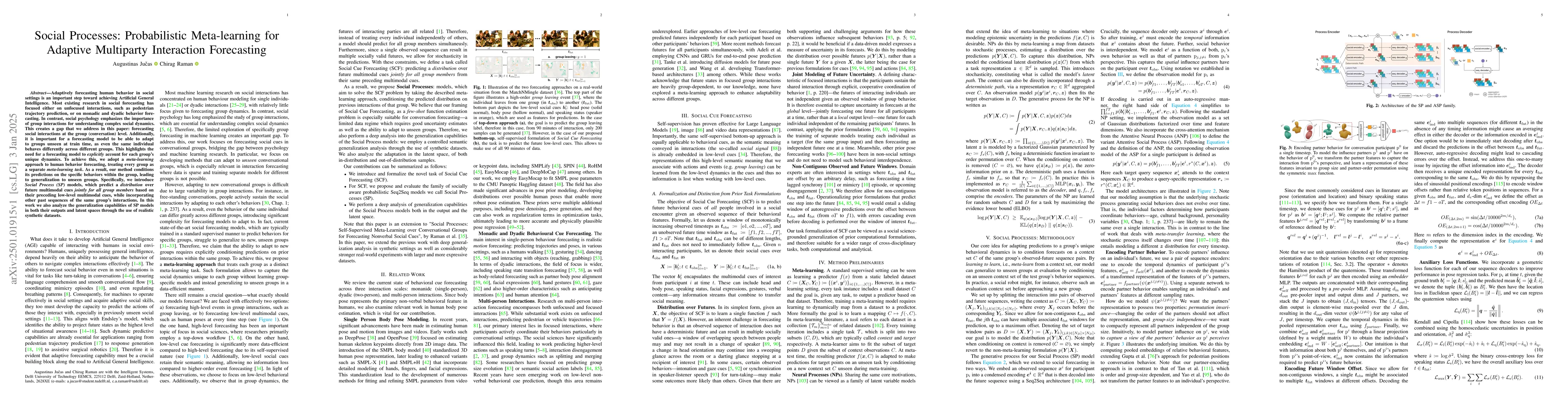 Thumbnail for Social Processes: Probabilistic Meta-learning for Adaptive Multiparty
  Interaction Forecasting