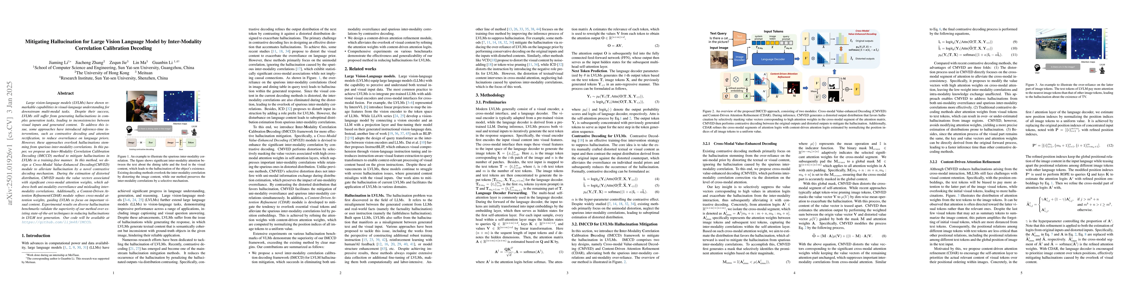 Thumbnail for Mitigating Hallucination for Large Vision Language Model by
  Inter-Modality Correlation Calibration Decoding
