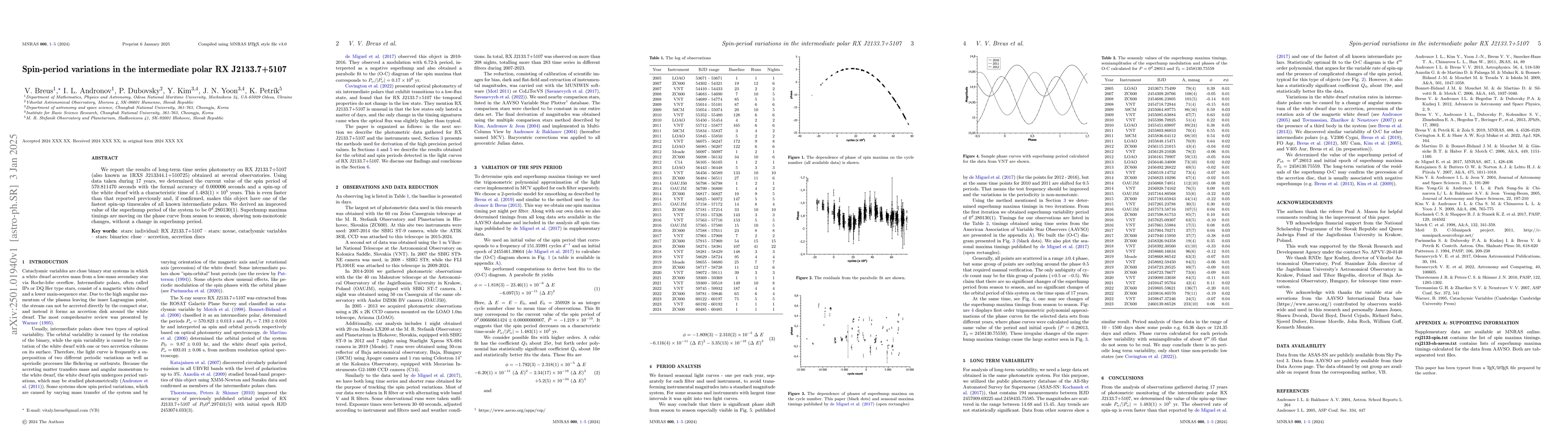 Thumbnail for Spin-period variations in the intermediate polar RX J2133.7+5107