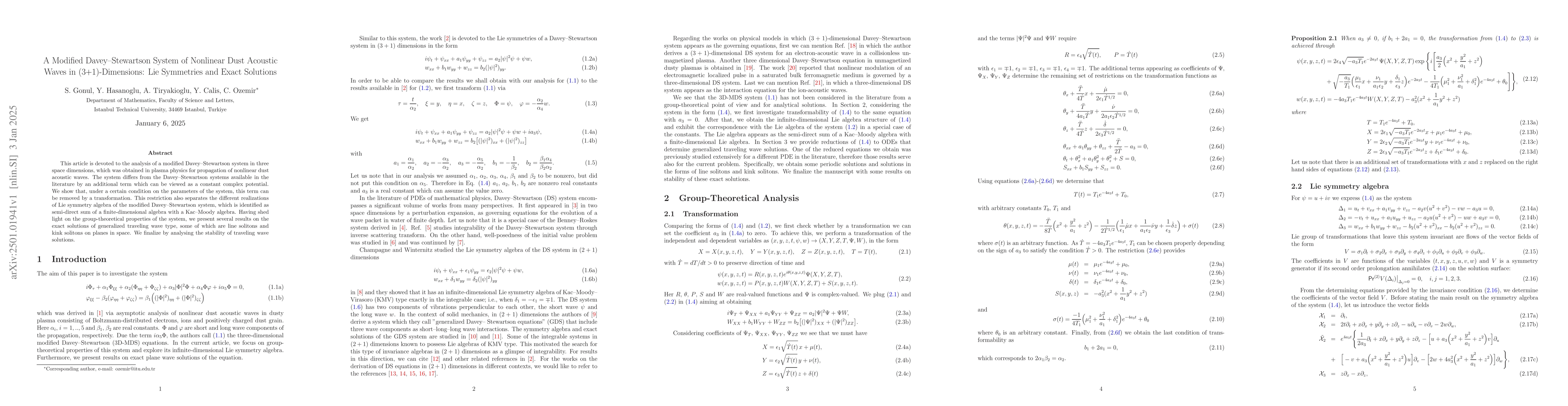 Thumbnail for A Modified Davey-Stewartson System of Nonlinear Dust Acoustic Waves in
  (3+1)-Dimensions: Lie Symmetries and Exact Solutions