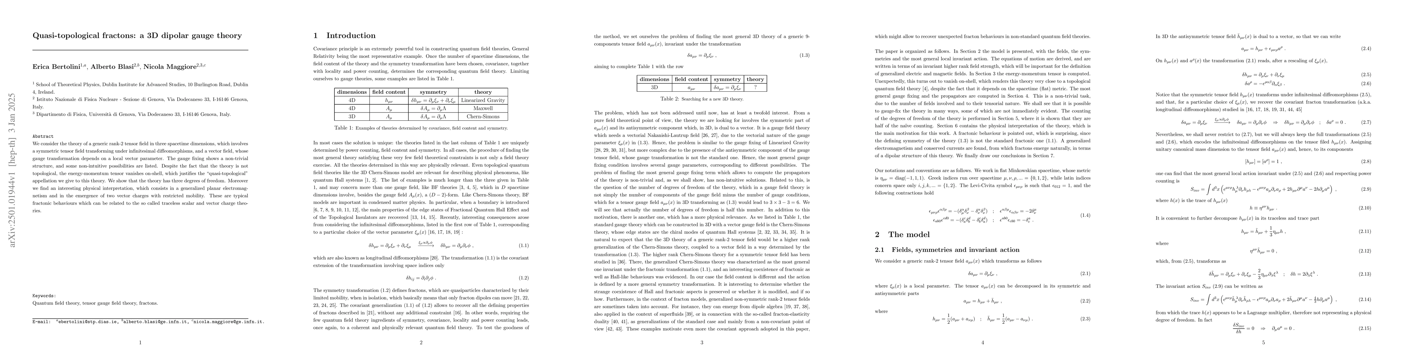 Thumbnail for Quasi-topological fractons: a 3D dipolar gauge theory