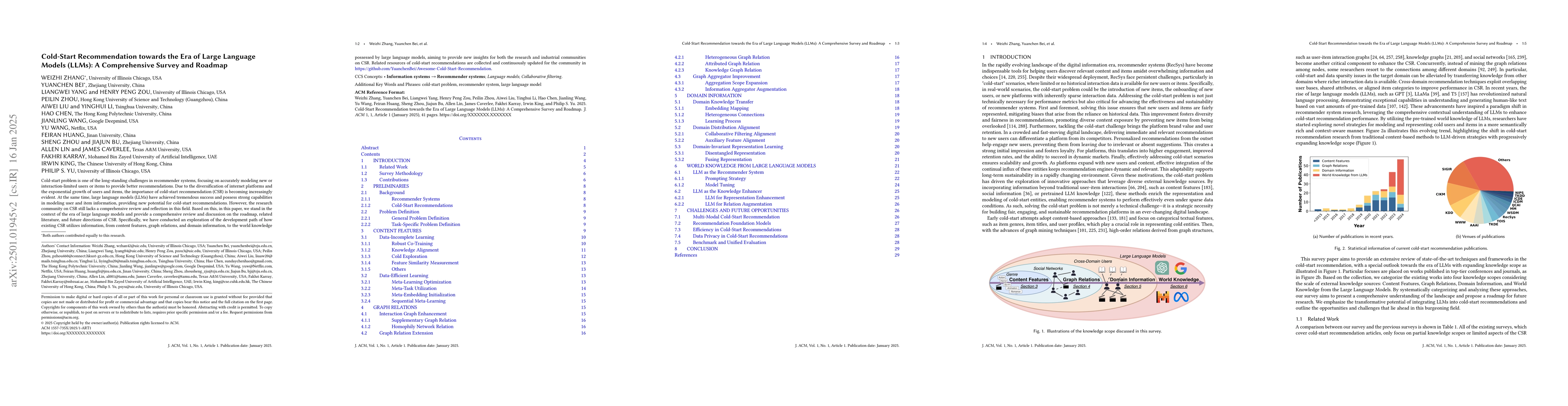 Thumbnail for Cold-Start Recommendation towards the Era of Large Language Models
  (LLMs): A Comprehensive Survey and Roadmap