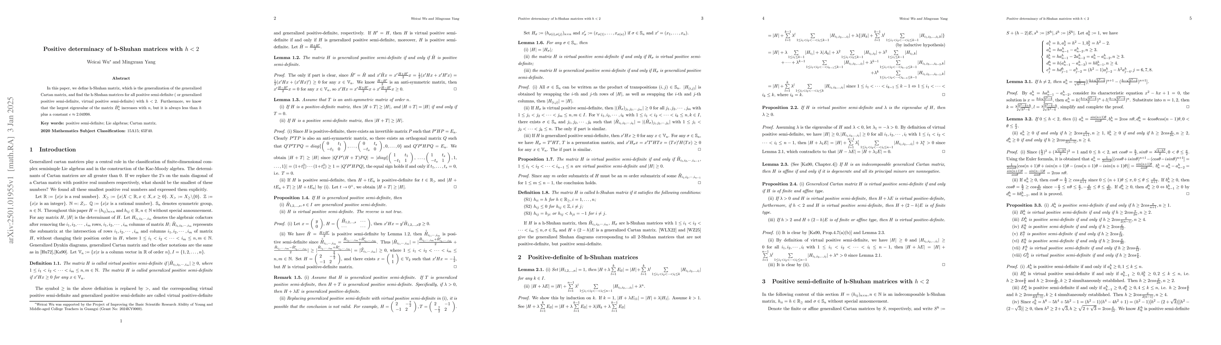 Thumbnail for Positive determinacy of h-Shuhan matrices with $h<2$