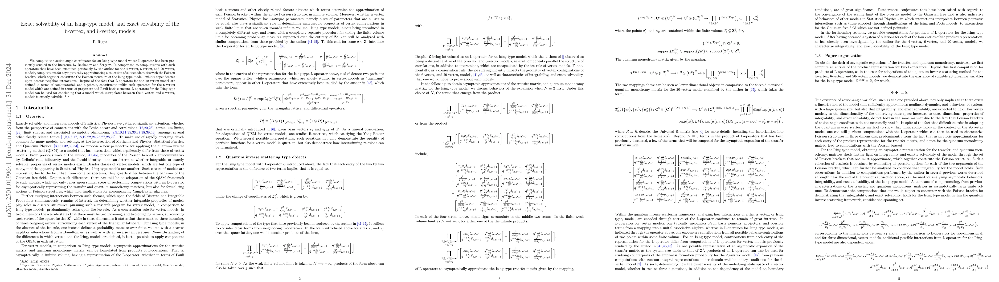 Thumbnail for Exact solvability of an Ising-type model, and exact solvability of the
  6-vertex, and 8-vertex, models