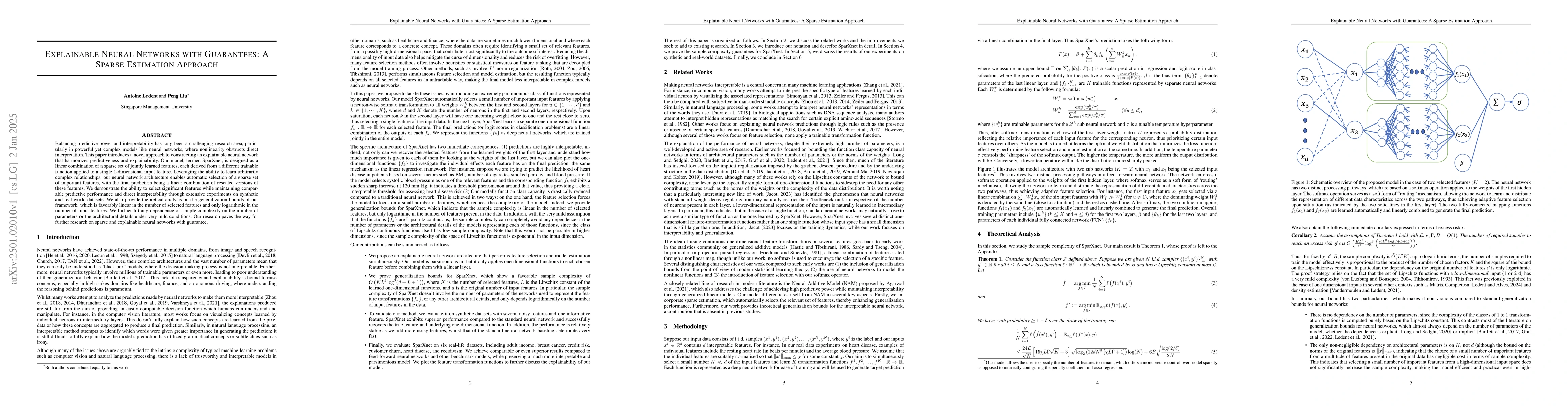 Thumbnail for Explainable Neural Networks with Guarantees: A Sparse Estimation
  Approach