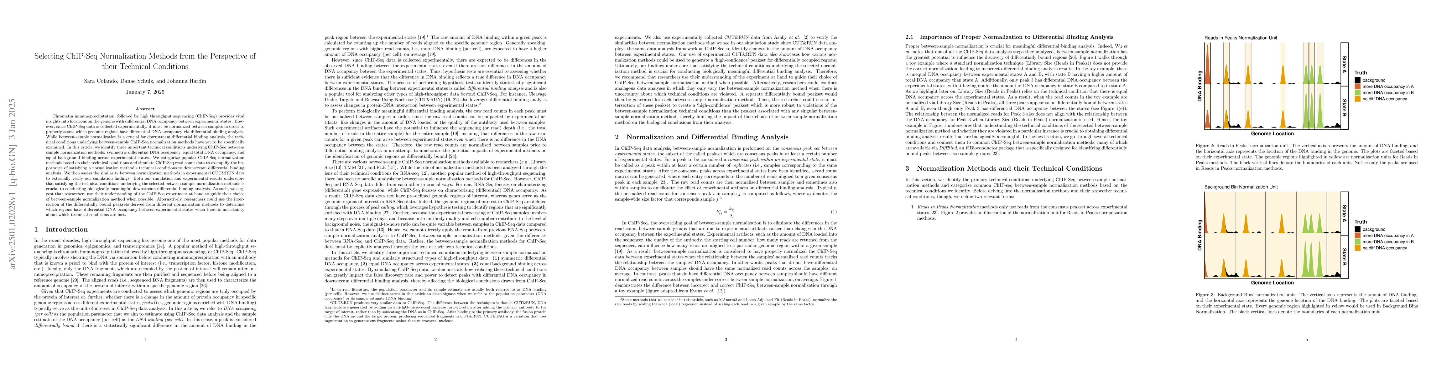 Thumbnail for Selecting ChIP-Seq Normalization Methods from the Perspective of their
  Technical Conditions