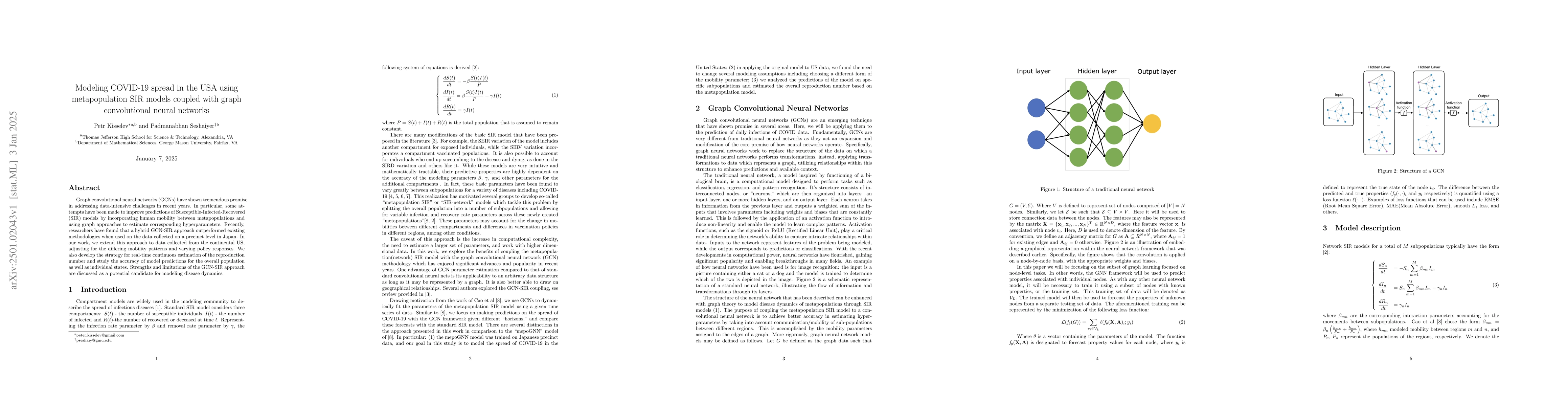 Thumbnail for Modeling COVID-19 spread in the USA using metapopulation SIR models
  coupled with graph convolutional neural networks