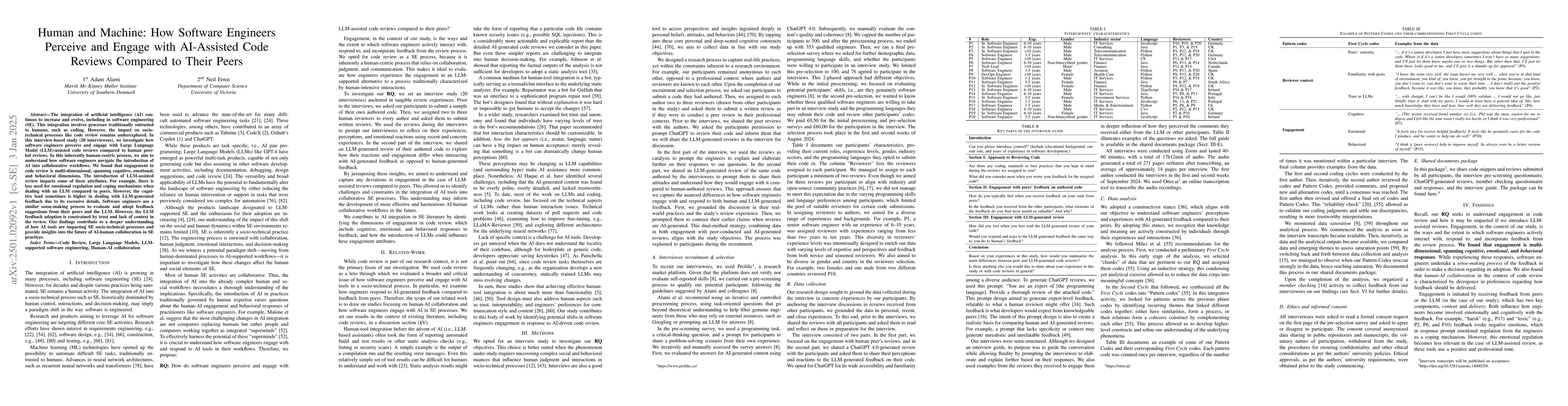 Thumbnail for Human and Machine: How Software Engineers Perceive and Engage with
  AI-Assisted Code Reviews Compared to Their Peers