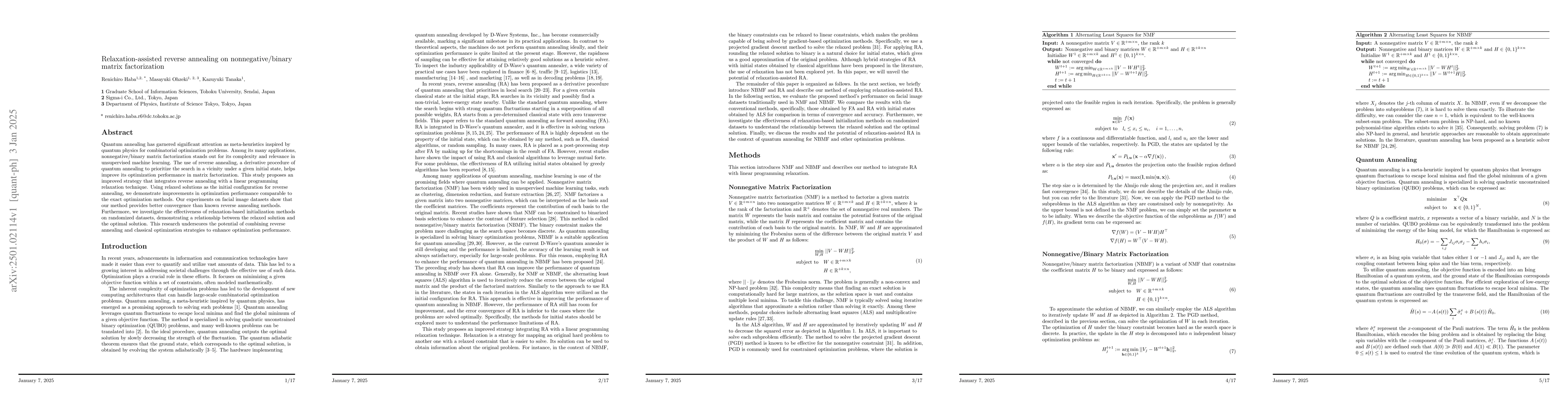 Thumbnail for Relaxation-assisted reverse annealing on nonnegative/binary matrix
  factorization
