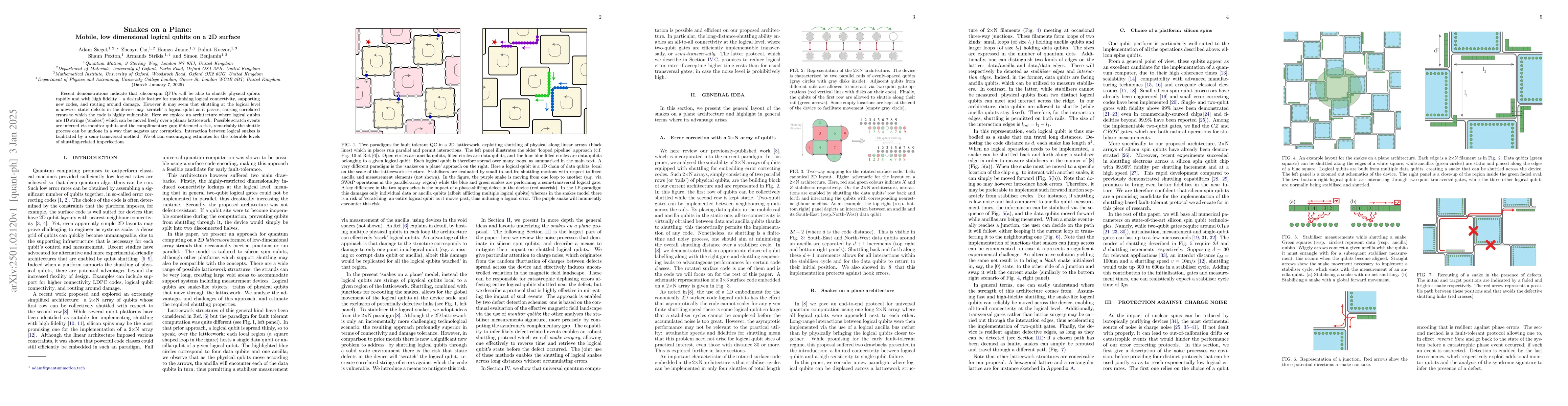 Thumbnail for Snakes on a Plane: mobile, low dimensional logical qubits on a 2D
  surface