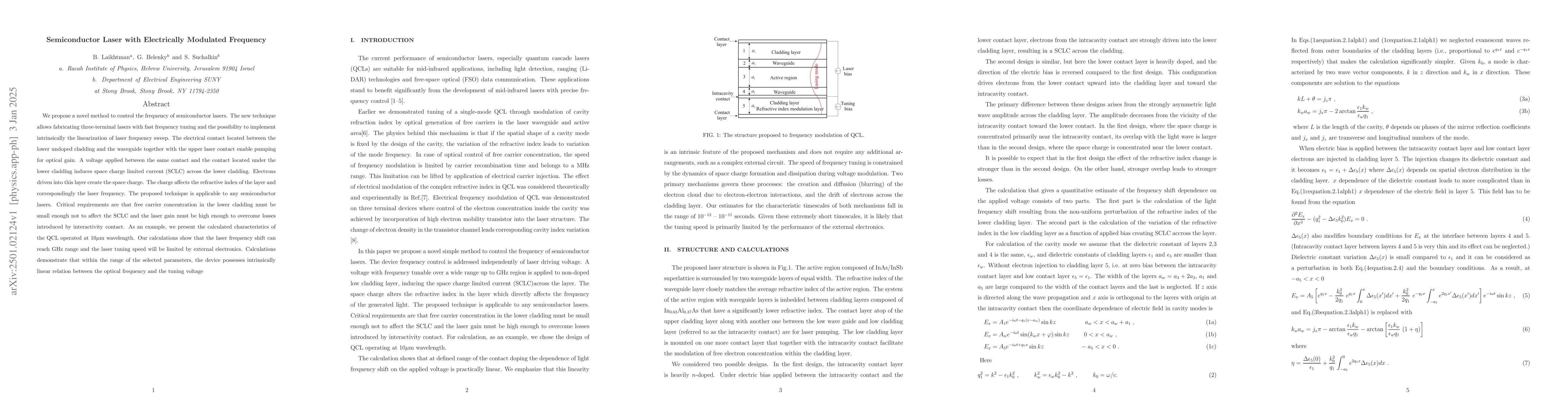 Thumbnail for Semiconductor Laser with Electrically Modulated Frequency