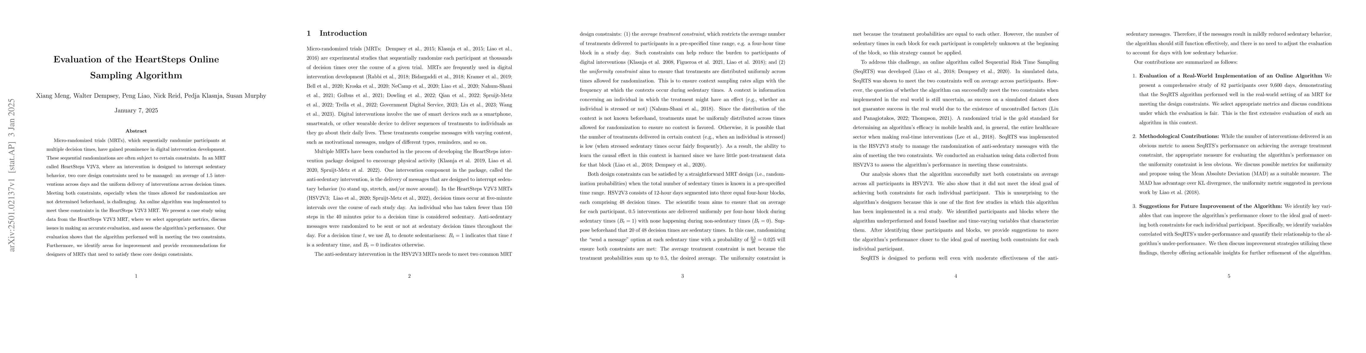 Thumbnail for Evaluation of the HeartSteps Online Sampling Algorithm