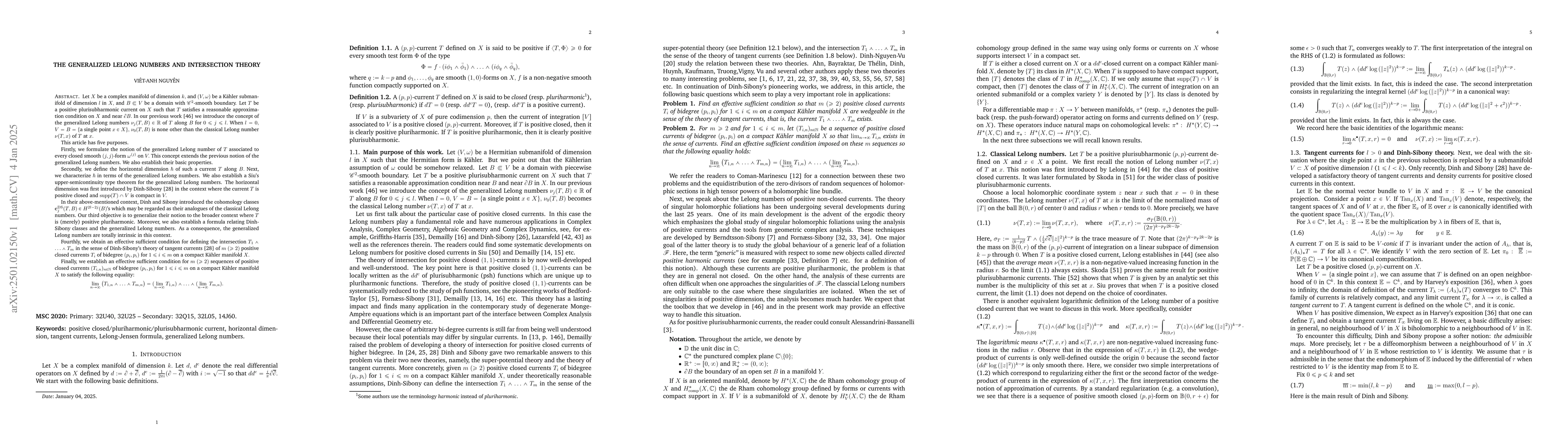 Thumbnail for The generalized Lelong numbers and intersection theory