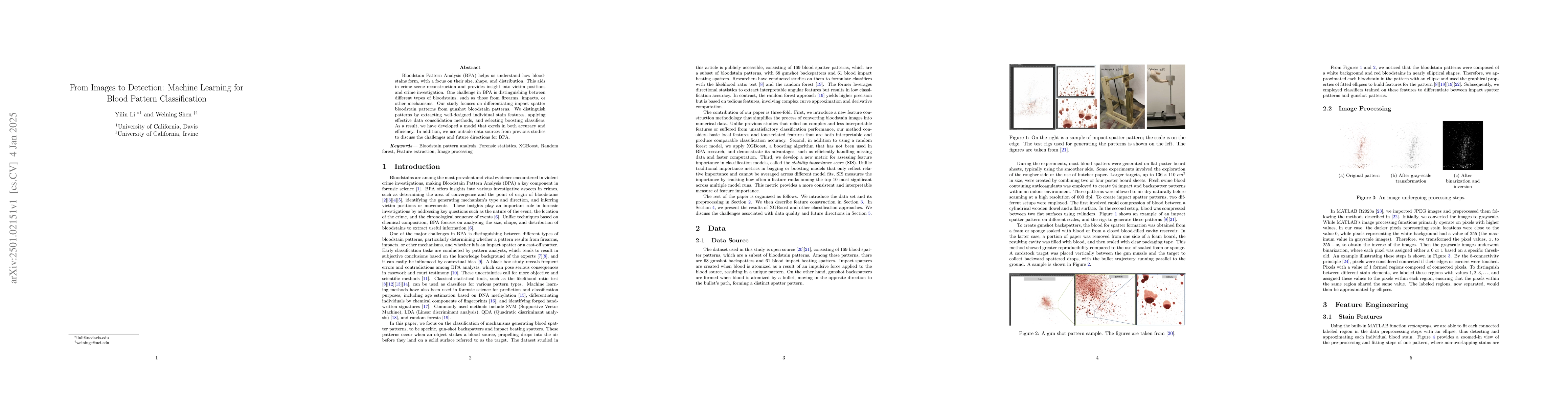 Thumbnail for From Images to Detection: Machine Learning for Blood Pattern
  Classification