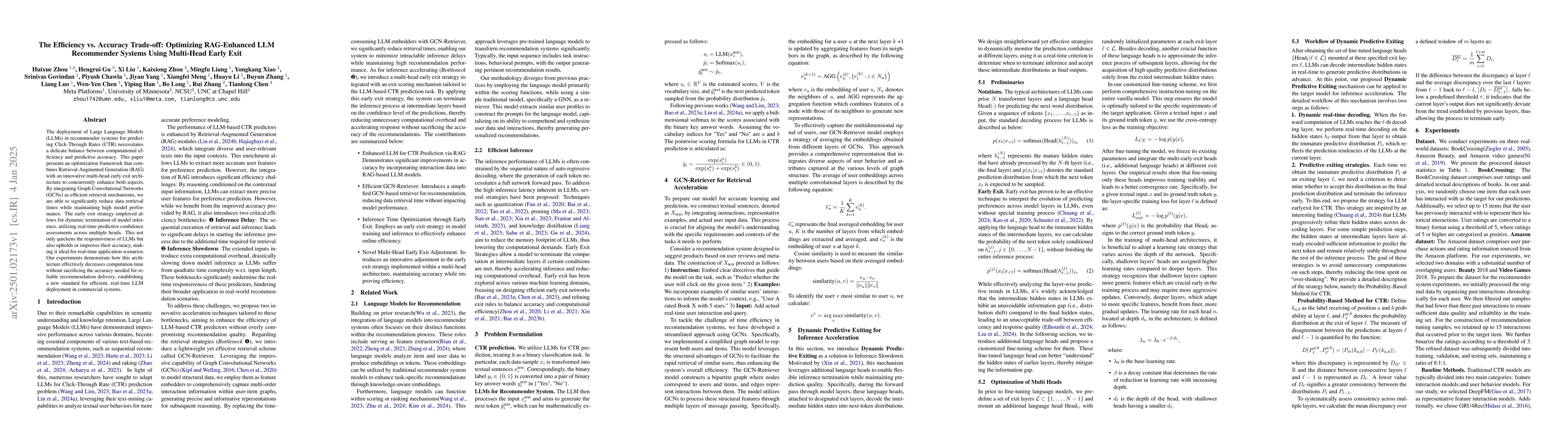 Thumbnail for The Efficiency vs. Accuracy Trade-off: Optimizing RAG-Enhanced LLM
  Recommender Systems Using Multi-Head Early Exit