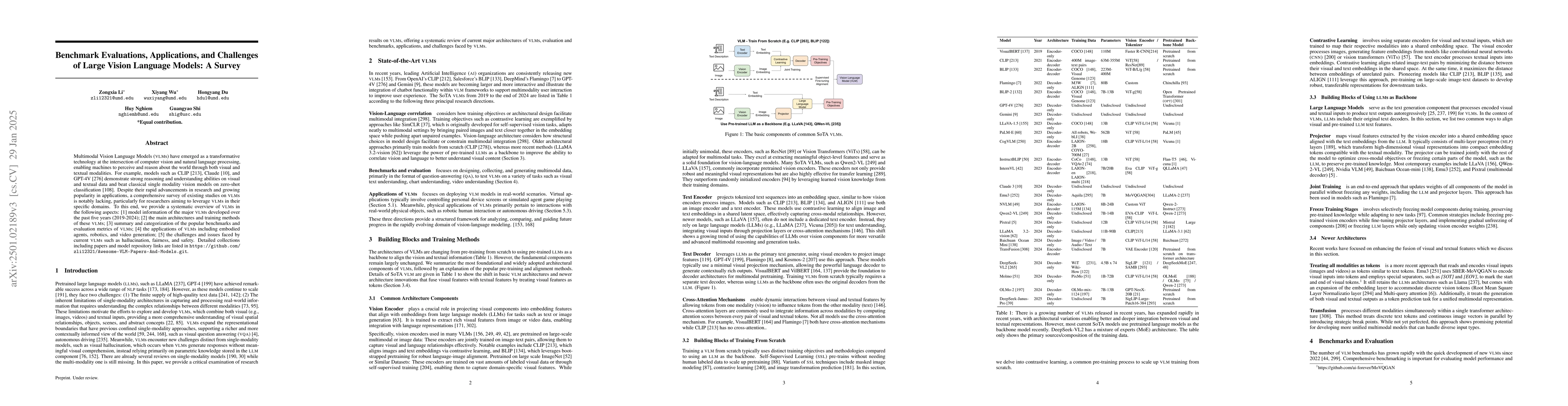 Thumbnail for Benchmark Evaluations, Applications, and Challenges of Large Vision
  Language Models: A Survey