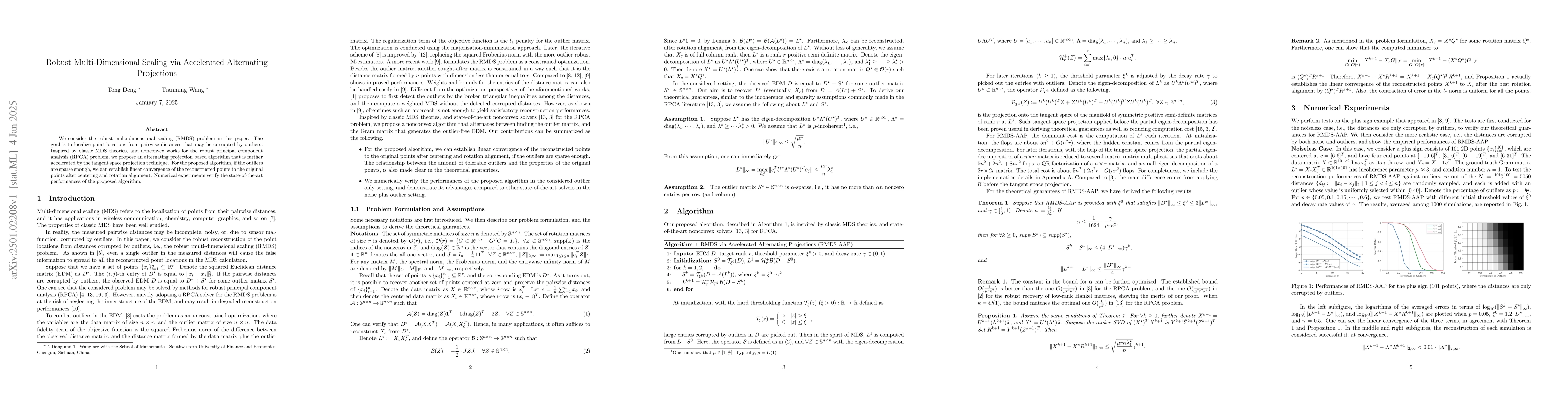 Thumbnail for Robust Multi-Dimensional Scaling via Accelerated Alternating Projections