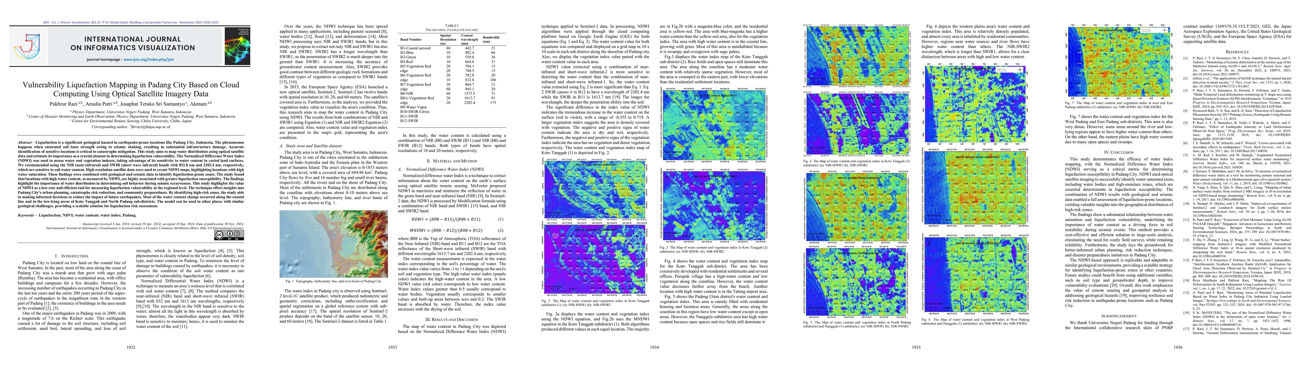Thumbnail for Vulnerability Liquefaction Mapping in Padang City Based on Cloud
  Computing Using Optical Satellite Imagery Data