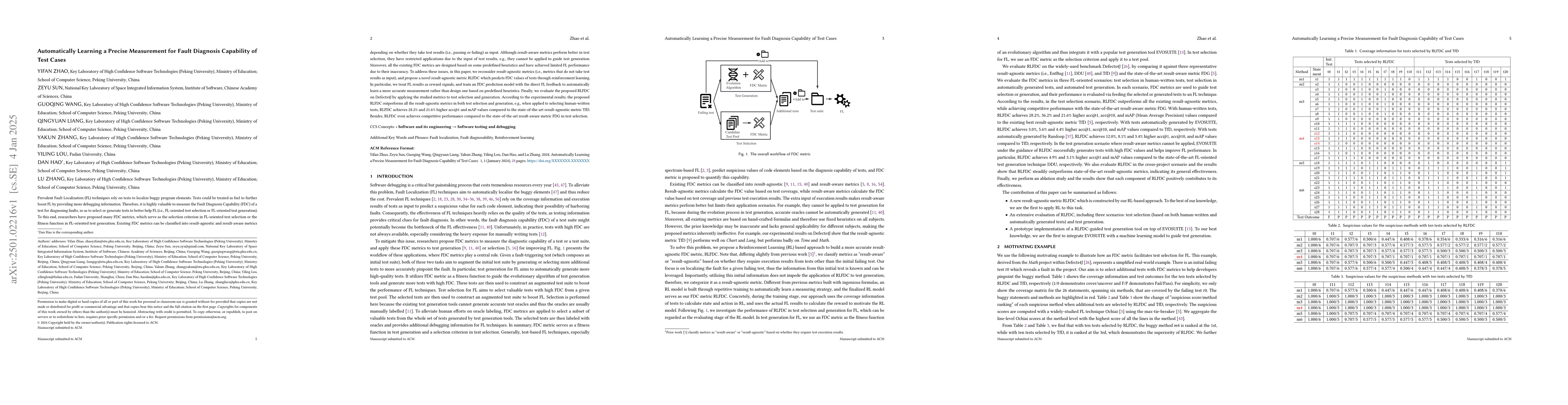 Thumbnail for Automatically Learning a Precise Measurement for Fault Diagnosis
  Capability of Test Cases