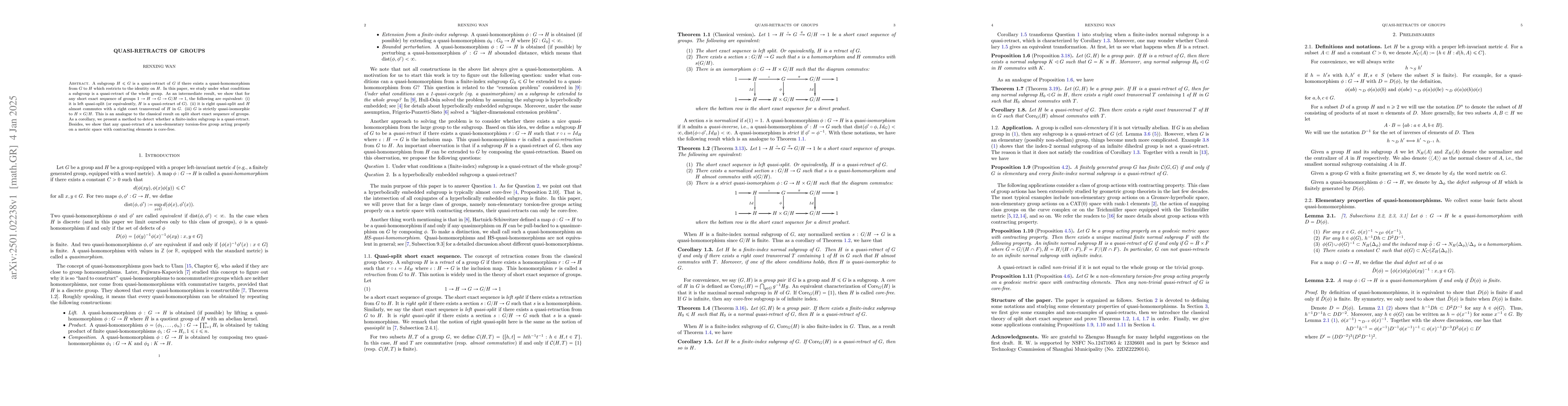 Thumbnail for Quasi-retracts of groups