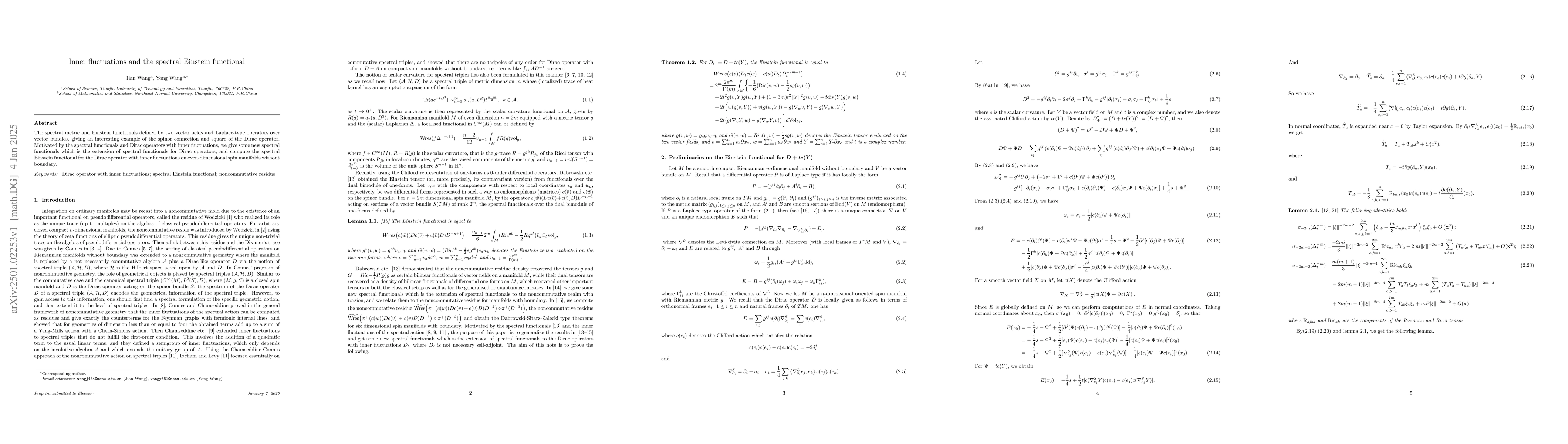 Thumbnail for Inner fluctuations and the spectral Einstein functional