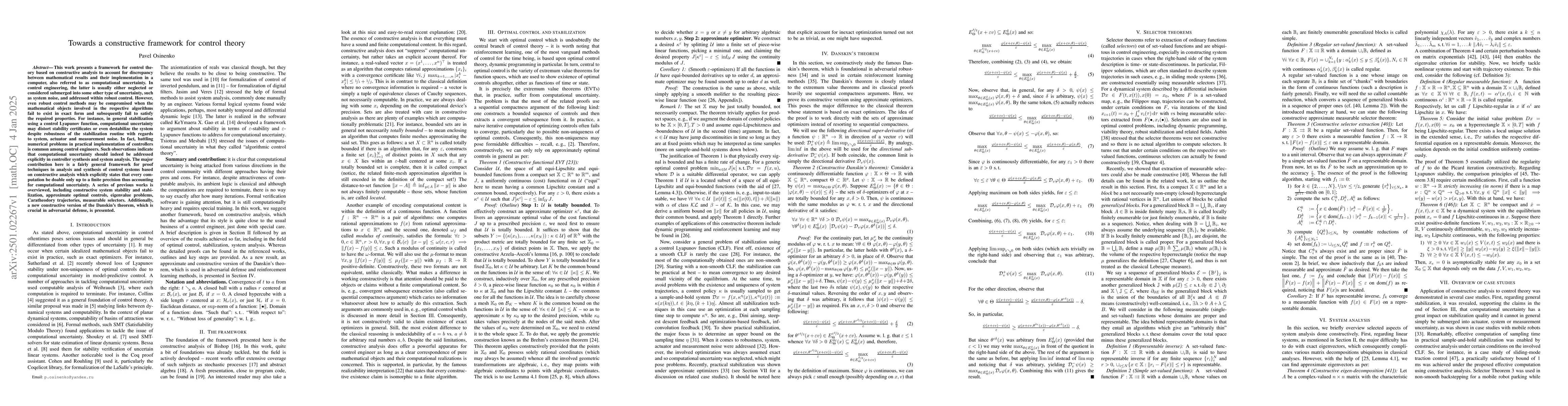 Thumbnail for Towards a constructive framework for control theory