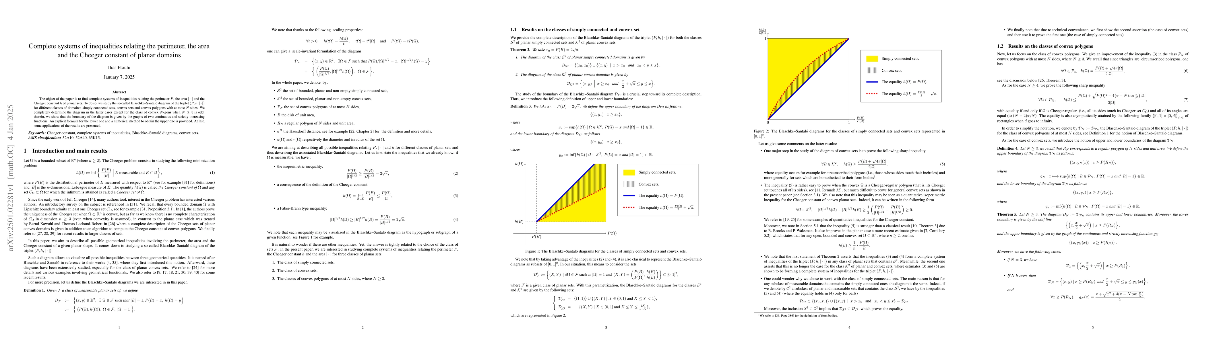 Thumbnail for Complete systems of inequalities relating the perimeter, the area and
  the Cheeger constant of planar domains