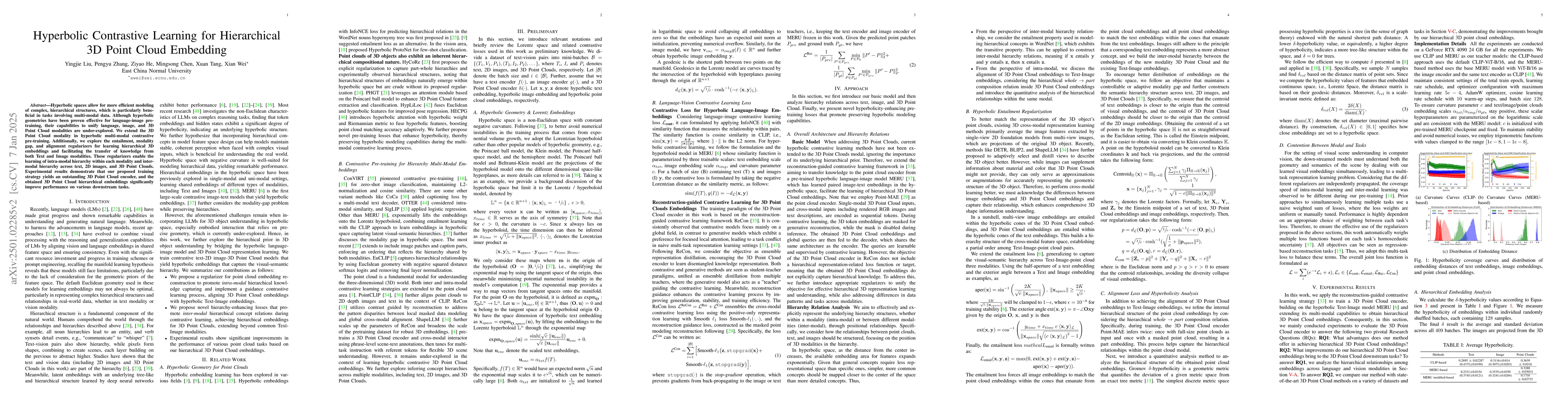Thumbnail for Hyperbolic Contrastive Learning for Hierarchical 3D Point Cloud
  Embedding