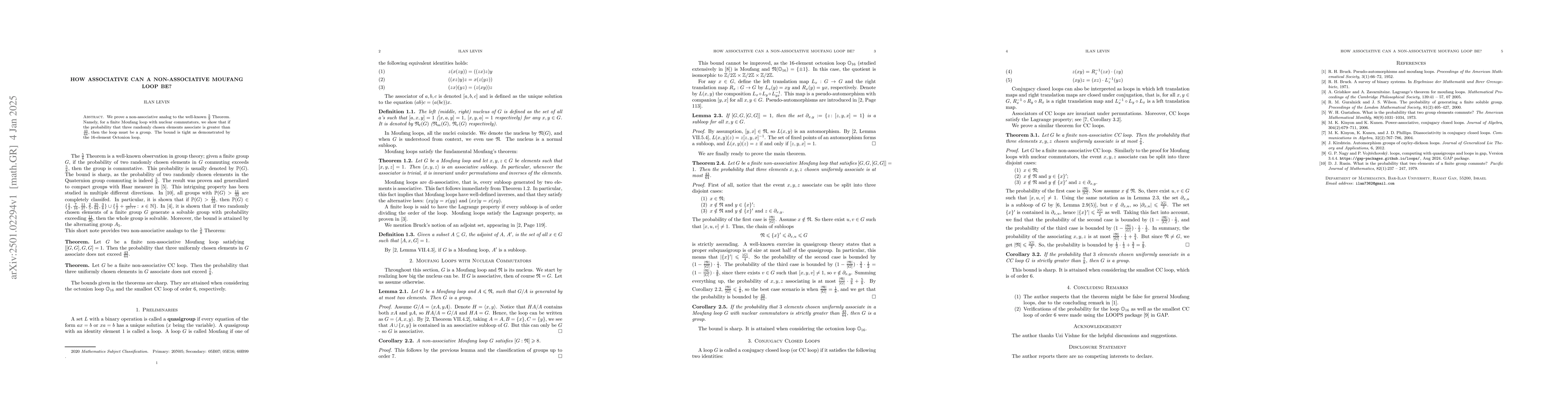 Thumbnail for How Associative Can a Non-Associative Moufang Loop Be?