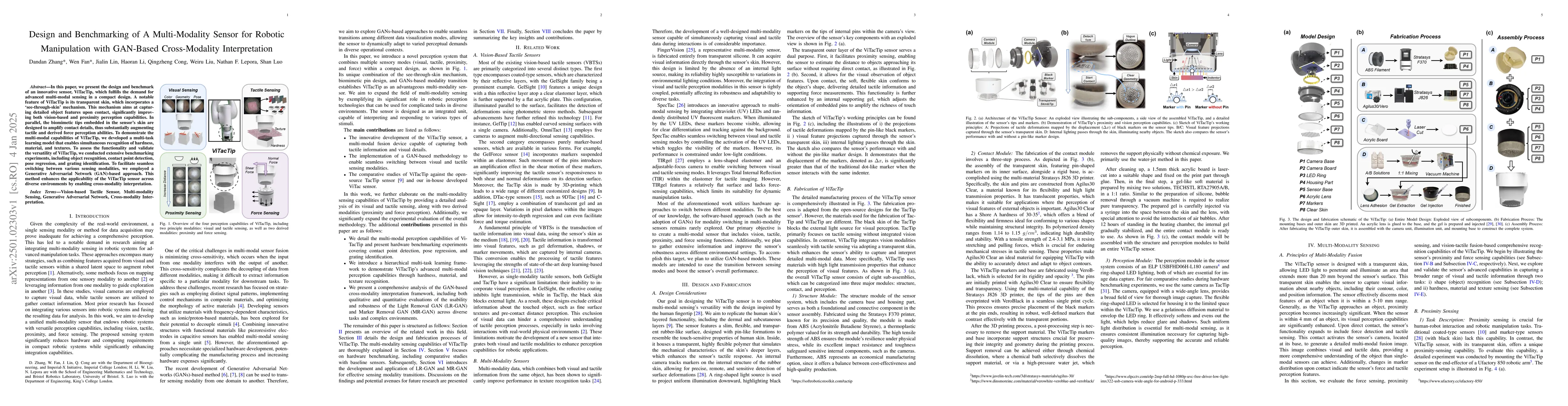 Thumbnail for Design and Benchmarking of A Multi-Modality Sensor for Robotic
  Manipulation with GAN-Based Cross-Modality Interpretation