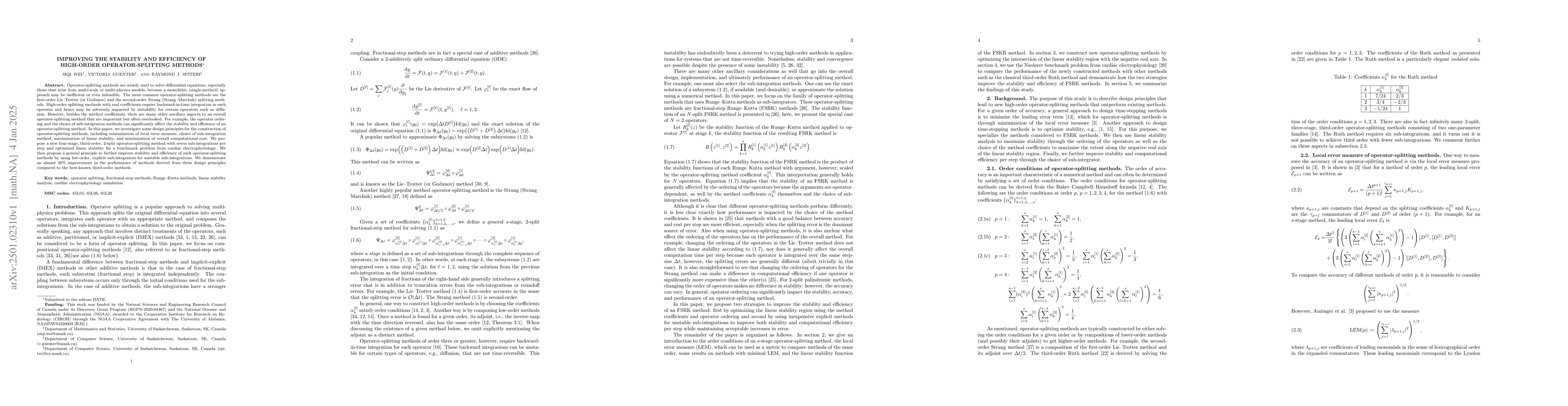 Thumbnail for Improving the stability and efficiency of high-order operator-splitting
  methods