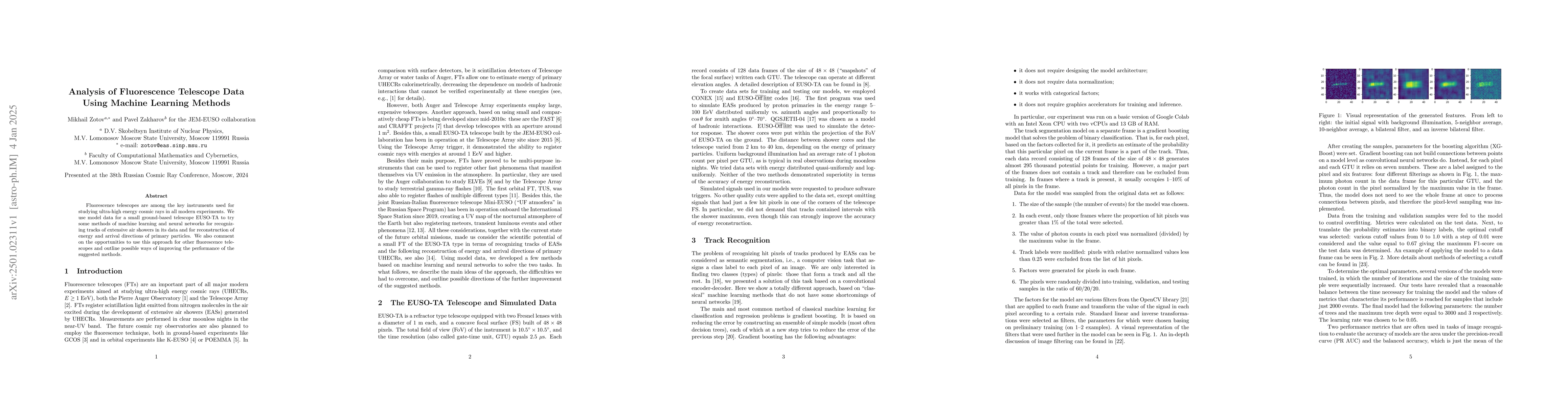 Thumbnail for Analysis of Fluorescence Telescope Data Using Machine Learning Methods