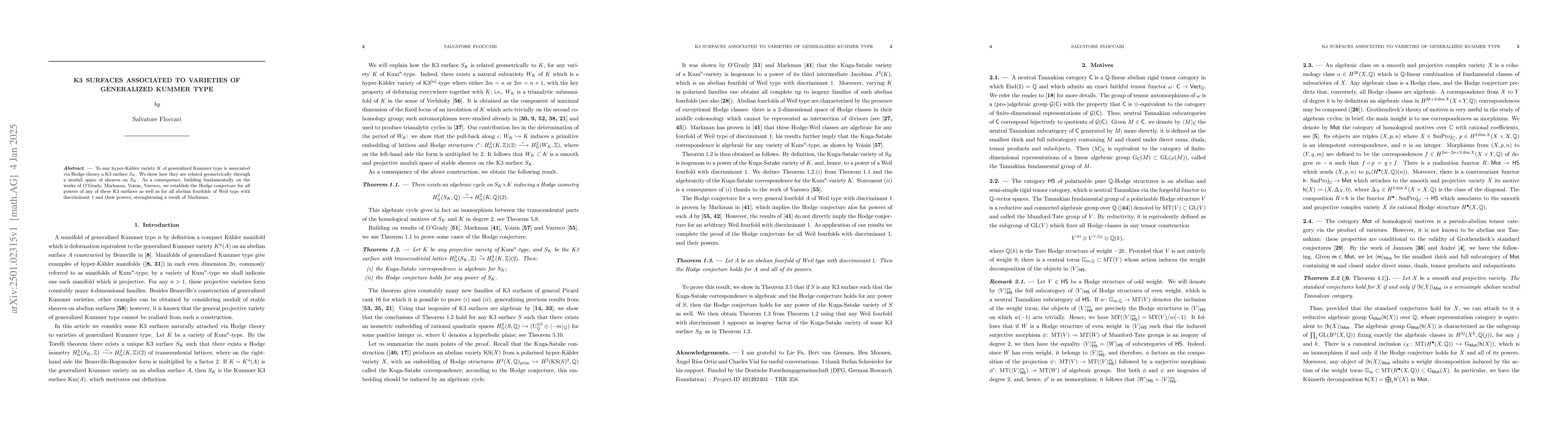 Thumbnail for K3 surfaces associated to varieties of generalized Kummer type