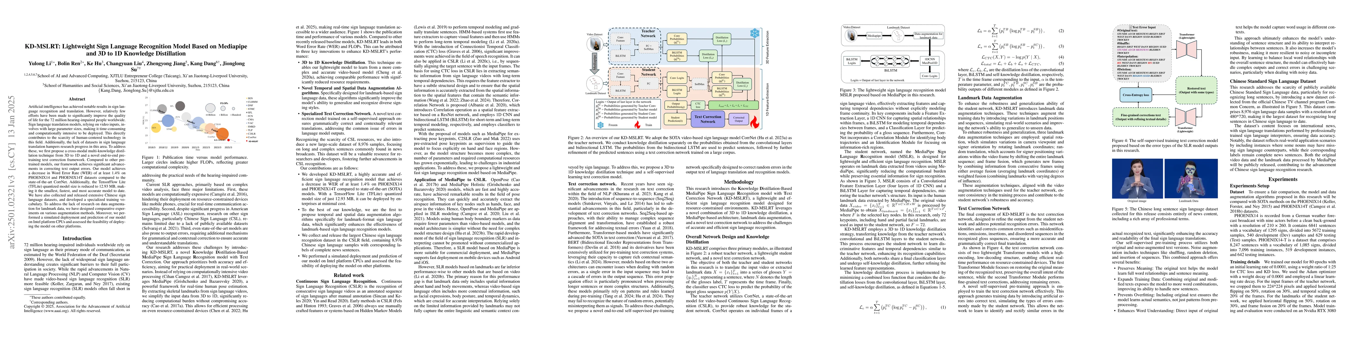 Thumbnail for KD-MSLRT: Lightweight Sign Language Recognition Model Based on Mediapipe
  and 3D to 1D Knowledge Distillation