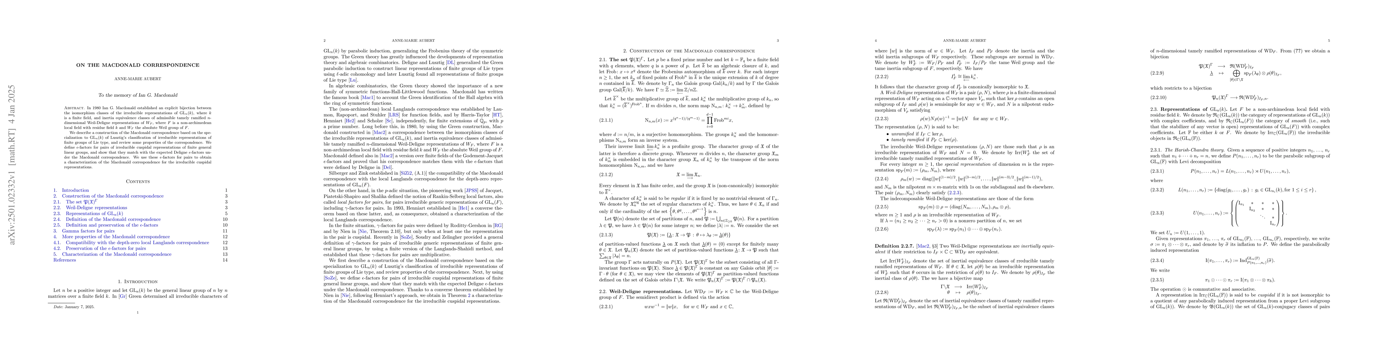 Thumbnail for On the Macdonald correspondence