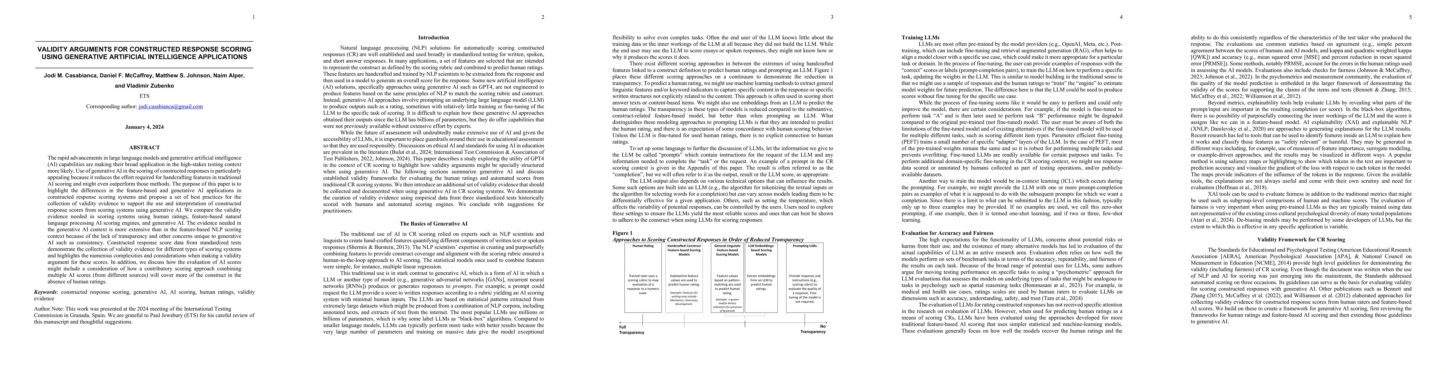 Thumbnail for Validity Arguments For Constructed Response Scoring Using Generative
  Artificial Intelligence Applications