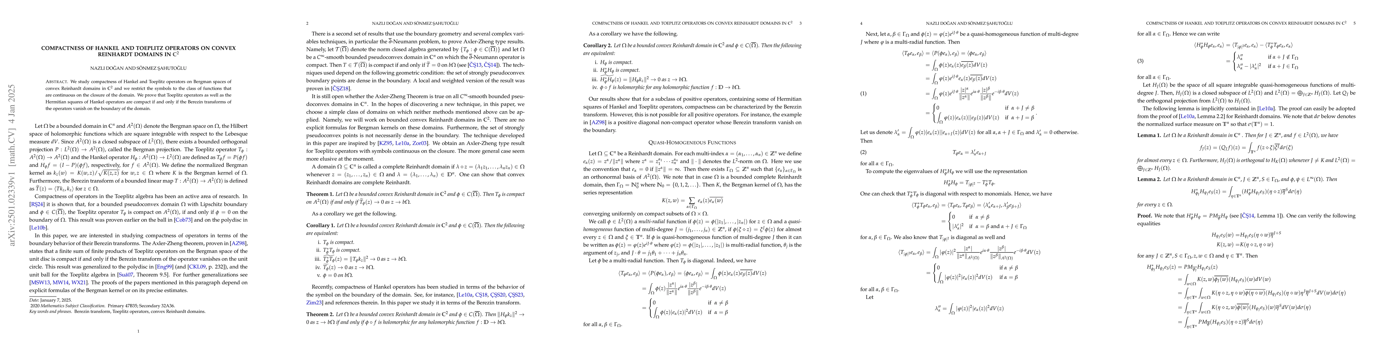 Thumbnail for Compactness of Hankel and Toeplitz operators on convex Reinhardt domains
  in $\mathbb{C}^2$