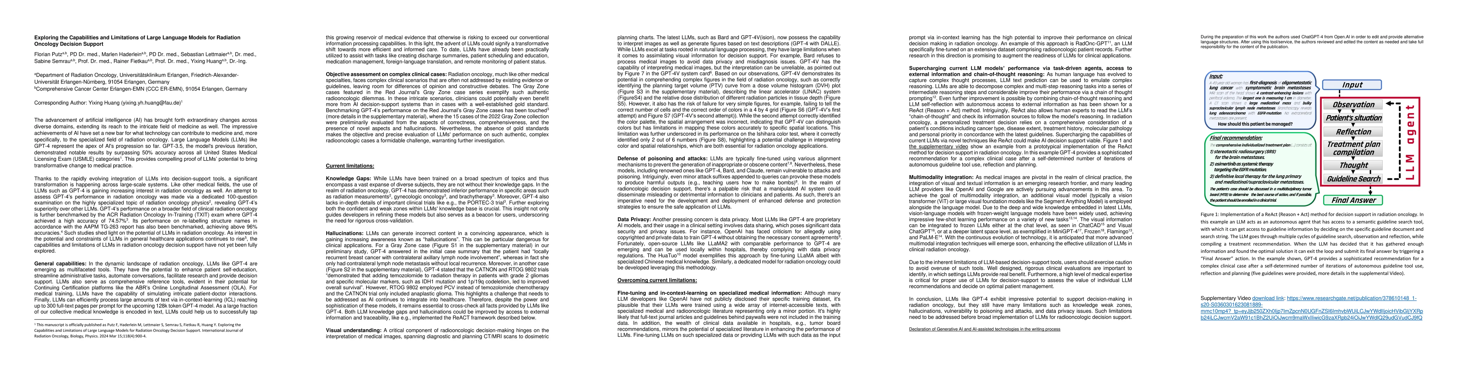 Thumbnail for Exploring the Capabilities and Limitations of Large Language Models for
  Radiation Oncology Decision Support