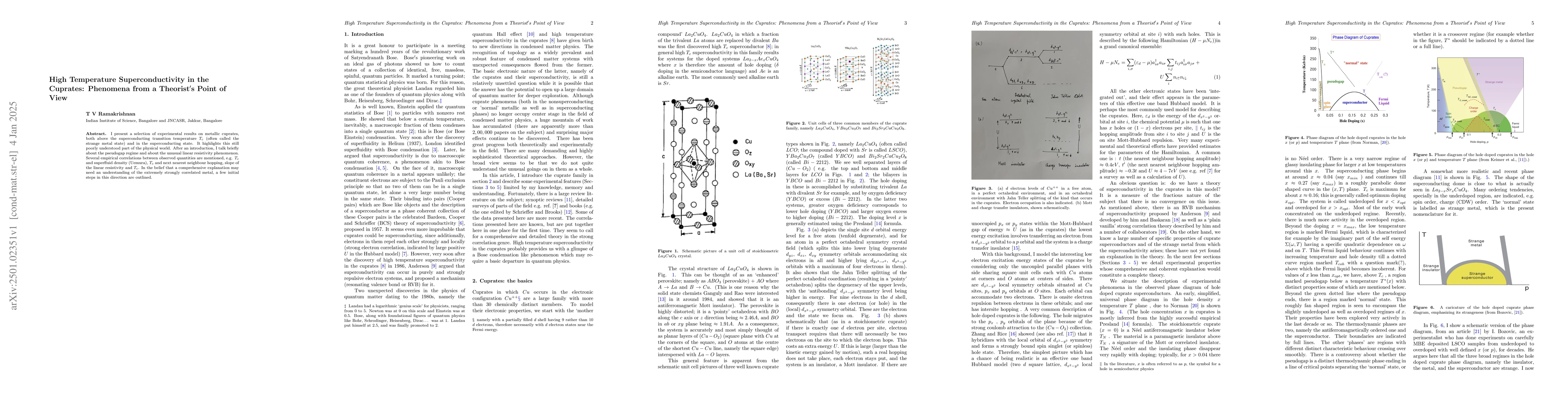Thumbnail for High Temperature Superconductivity in the Cuprates: Phenomena from a
  Theorist's Point of View