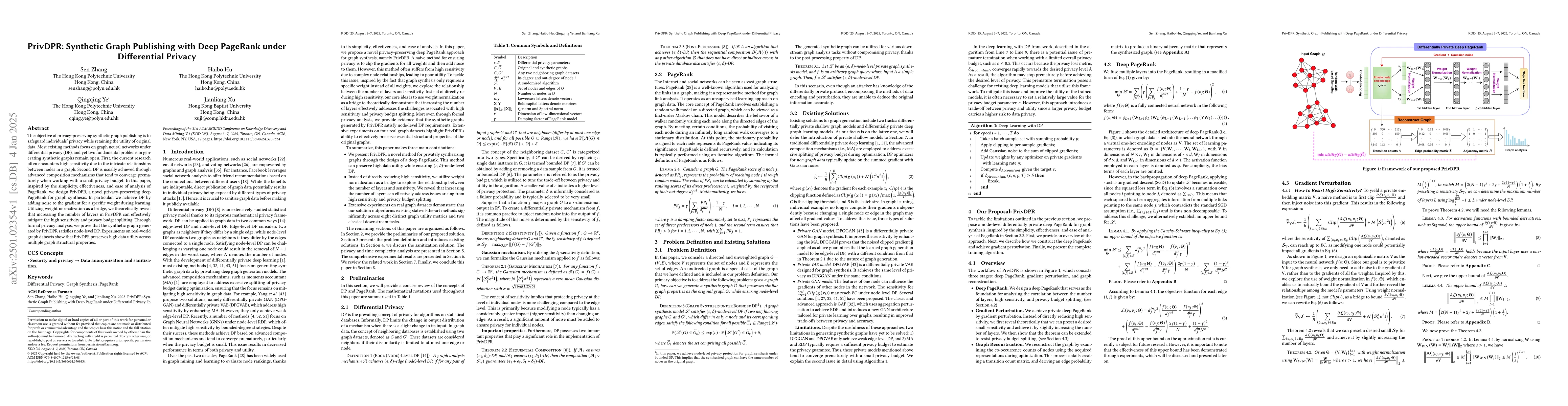 Thumbnail for PrivDPR: Synthetic Graph Publishing with Deep PageRank under
  Differential Privacy
