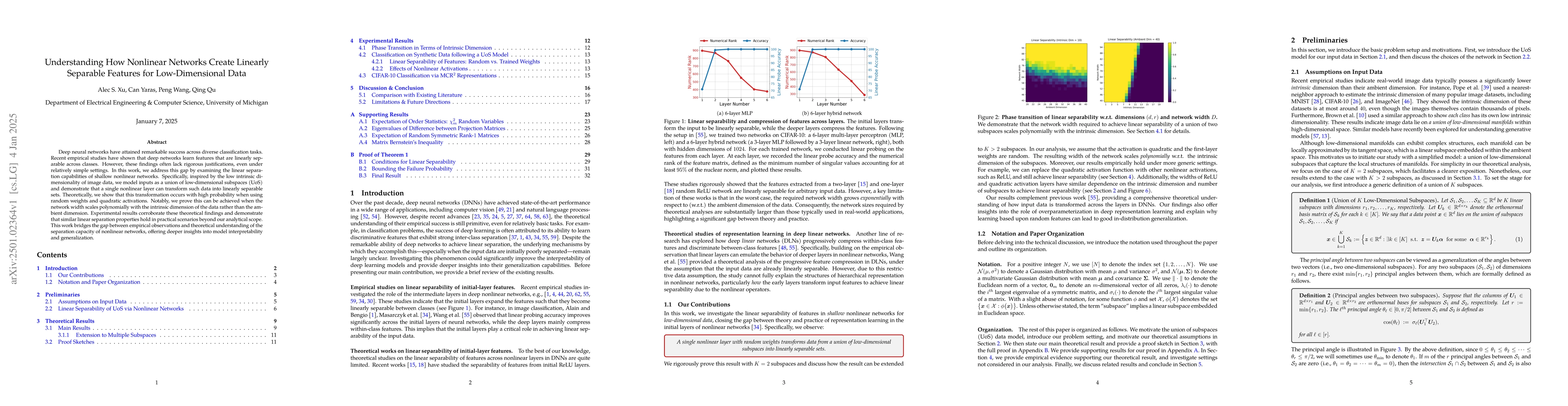 Thumbnail for Understanding How Nonlinear Layers Create Linearly Separable Features
  for Low-Dimensional Data