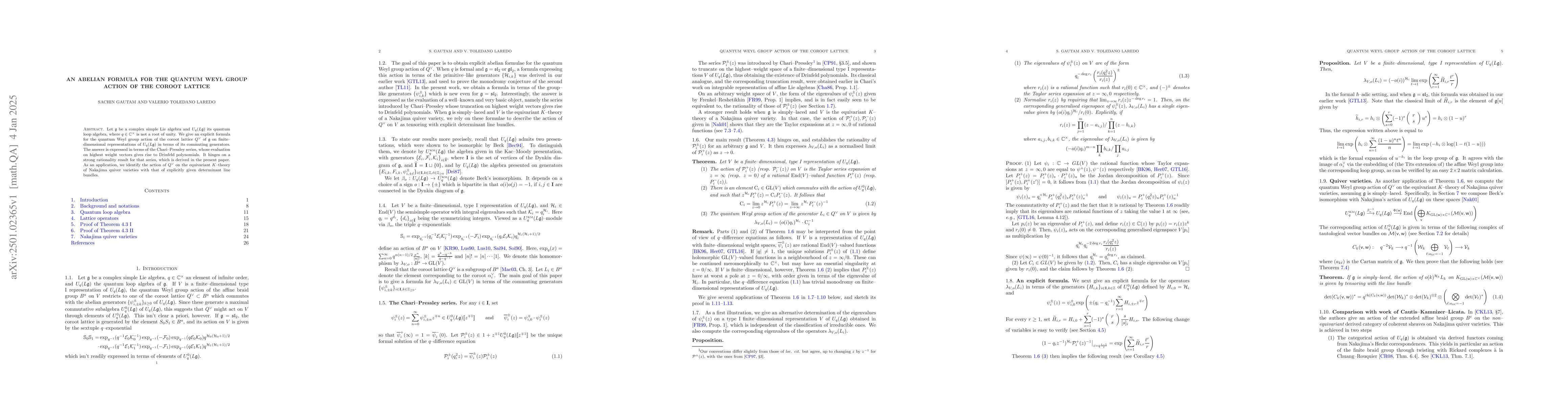 Thumbnail for An abelian formula for the quantum Weyl group action of the coroot
  lattice