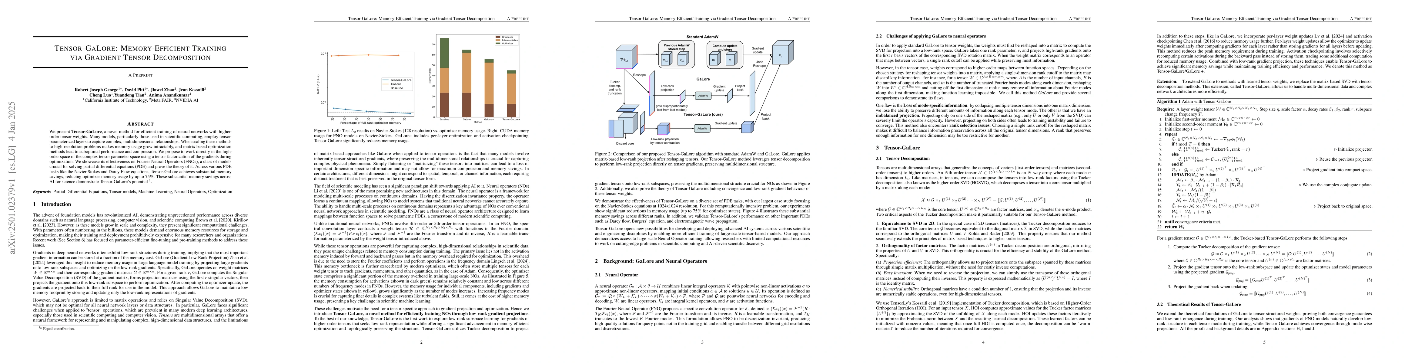 Thumbnail for Tensor-GaLore: Memory-Efficient Training via Gradient Tensor
  Decomposition