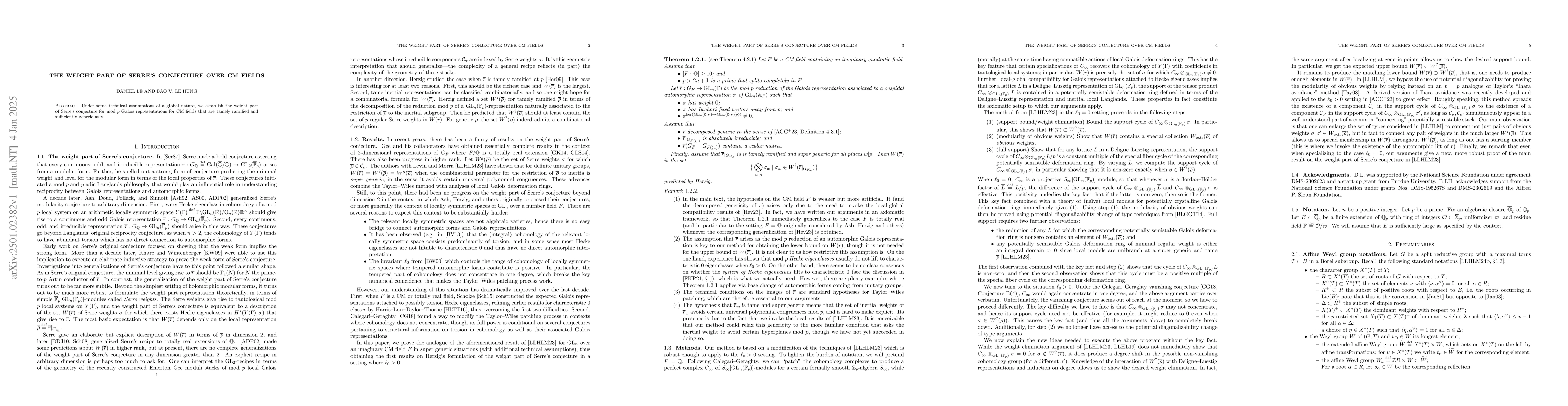Thumbnail for The weight part of Serre's conjecture over CM fields